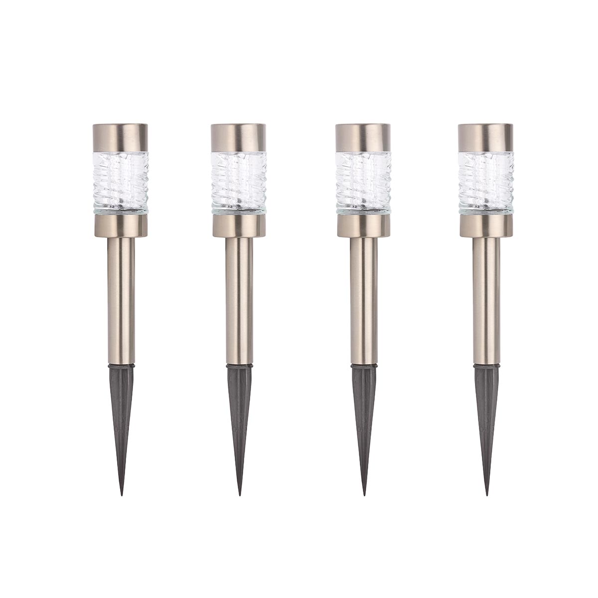 4 Martini Solar Stake Lights Stainless Steel 25cm