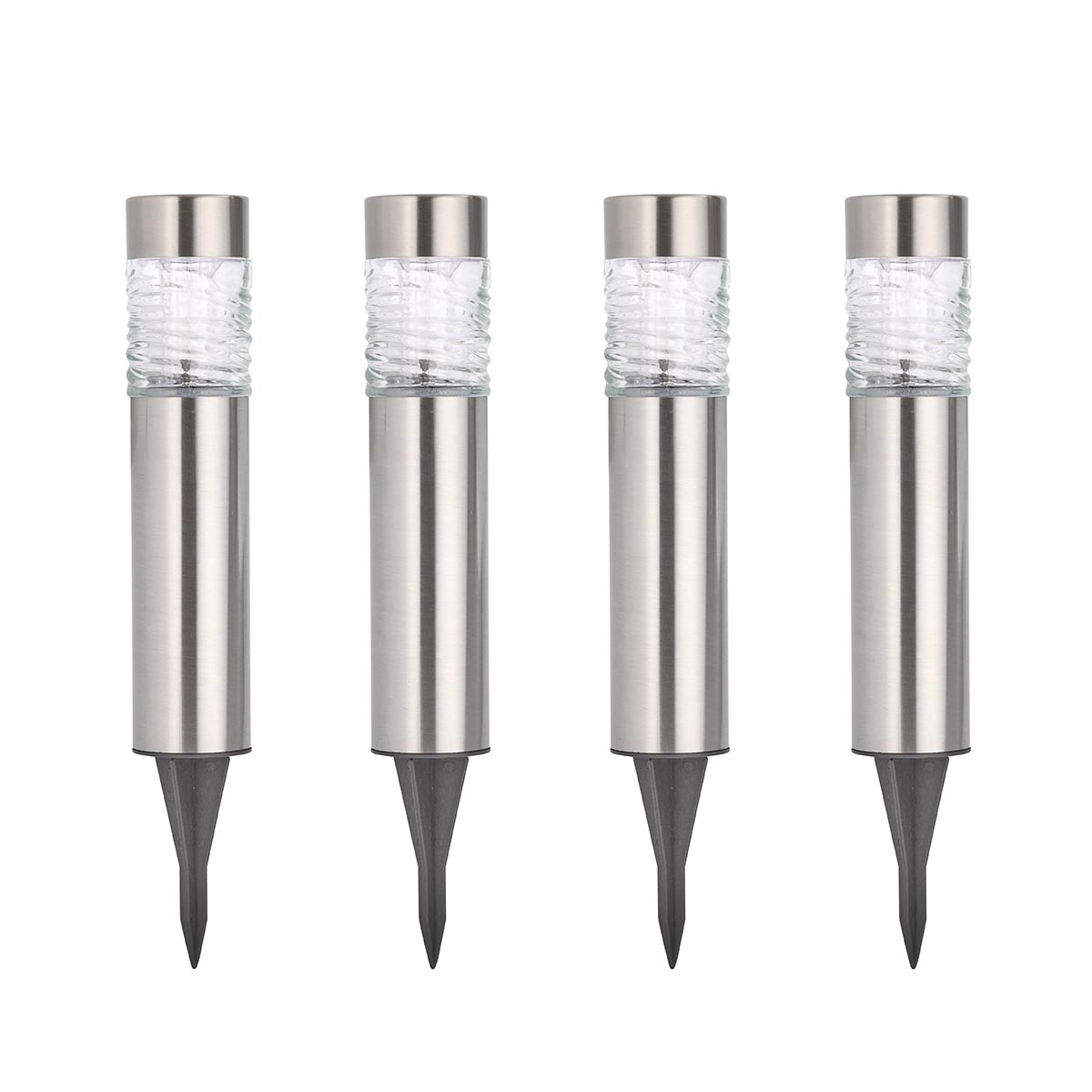 Solar Stella Stainless Steel Bollard Stake Light, 4 Pack