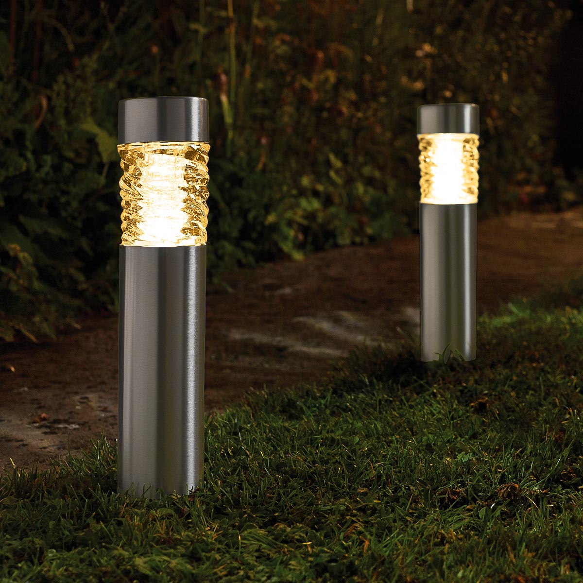 Solar Stella Stainless Steel Bollard Stake Light, 4 Pack
