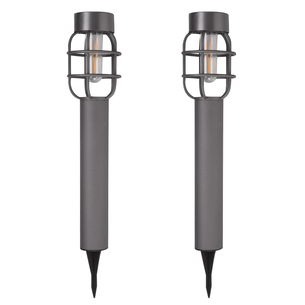 2 Grey Solar Path Lights Filament Effect