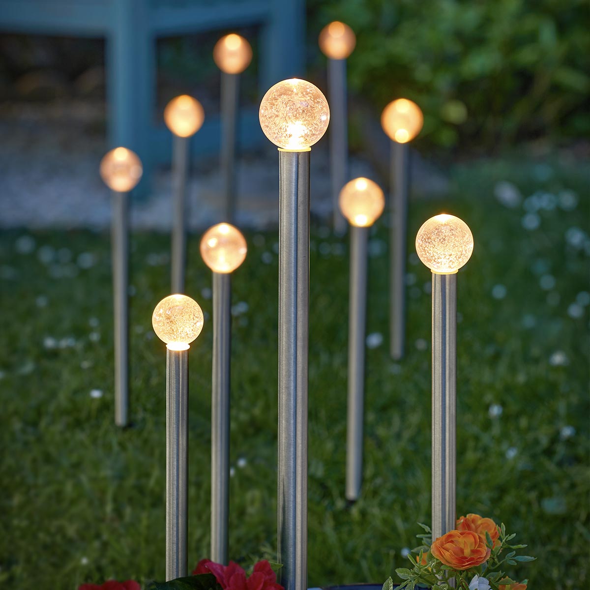 10 GlowBall Solar Stake Lights 44cm