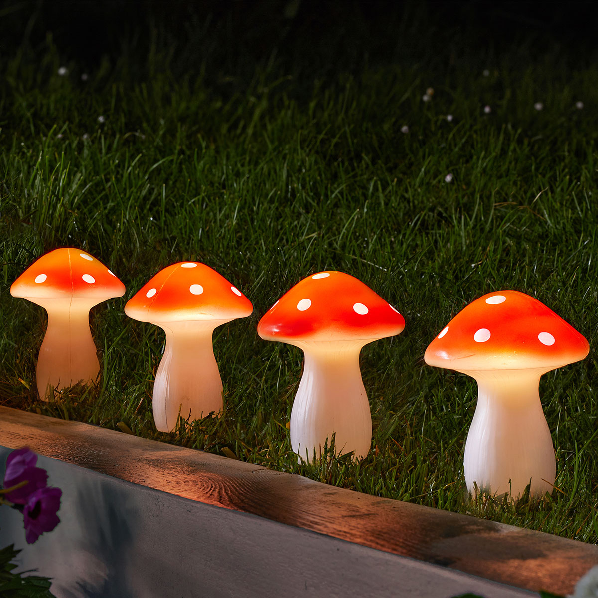 4 Fairy Mushroom Solar Light Stakes 11cm