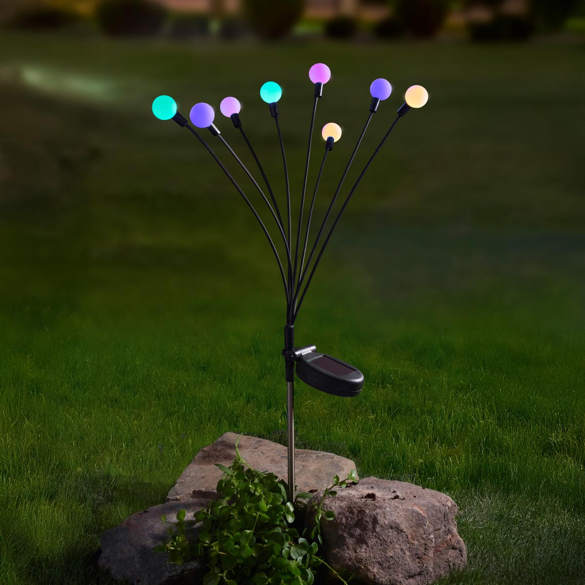 Solar 8-Stem GloGlobe Pastel Stake Lights, Multicoloured LEDs