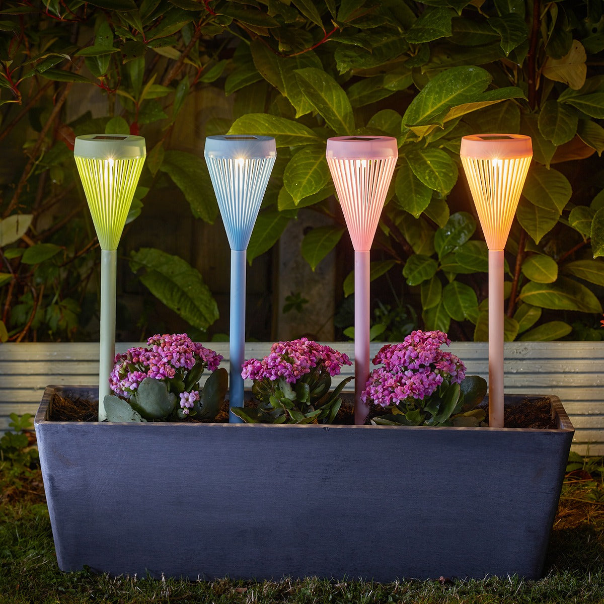 4 Pastel Solar Stake Lights 43cm