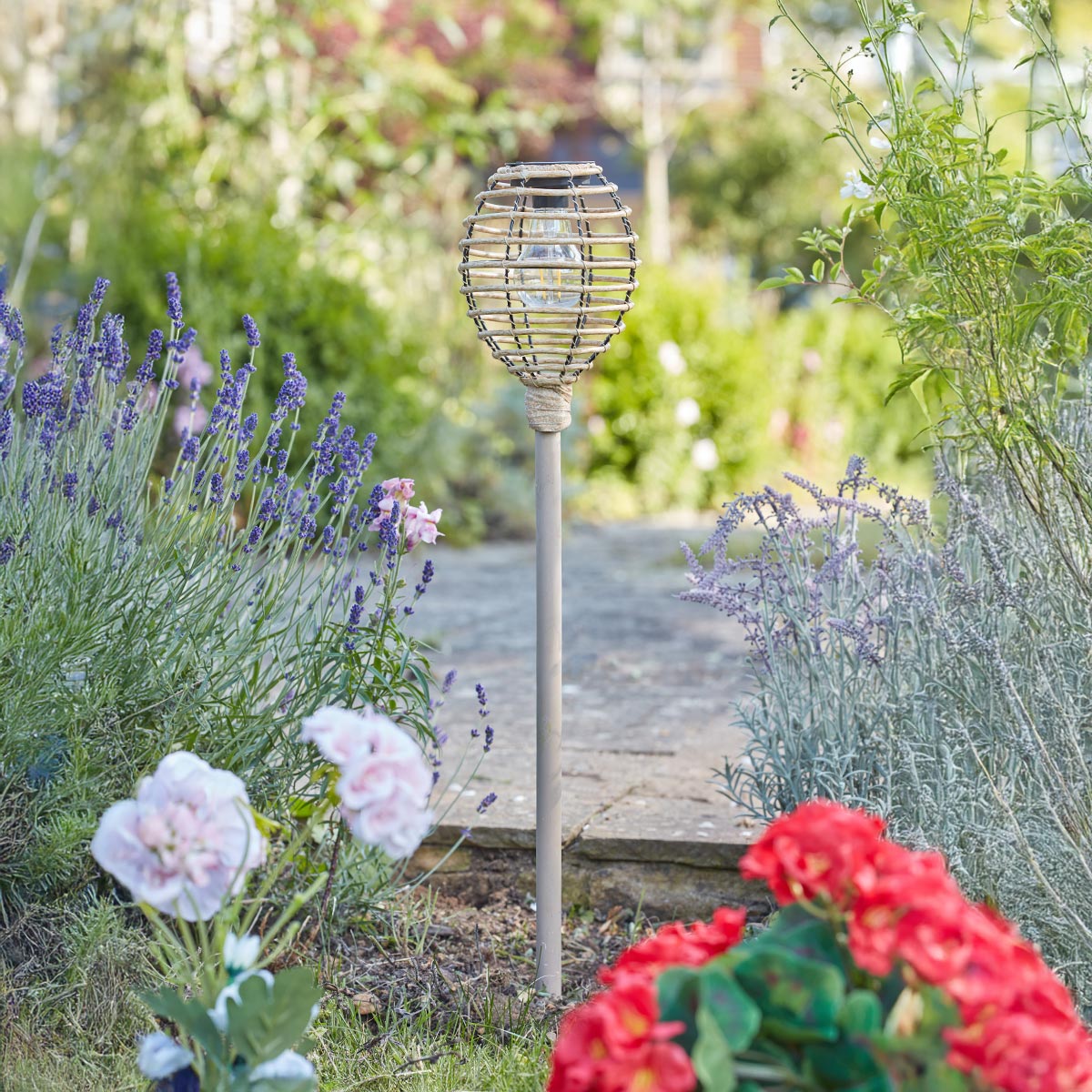 Lumina Solar Torch Stake Light Woven Rattan Effect 70cm