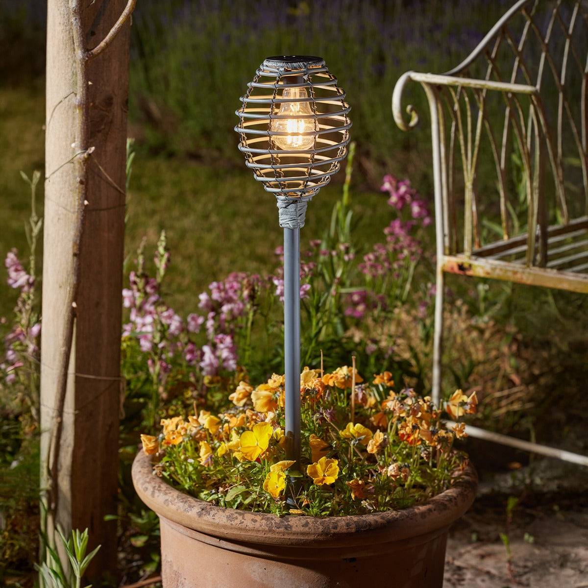Lumina Solar Torch Stake Light Woven Rattan Effect 70cm