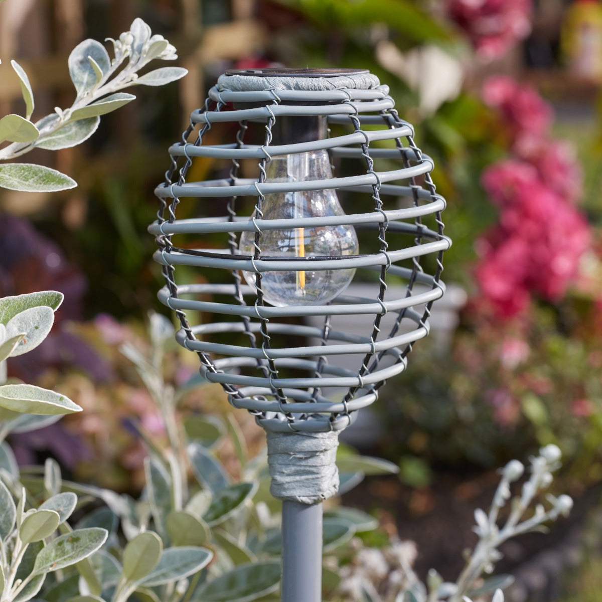 Lumina Solar Torch Stake Light Woven Rattan Effect 70cm