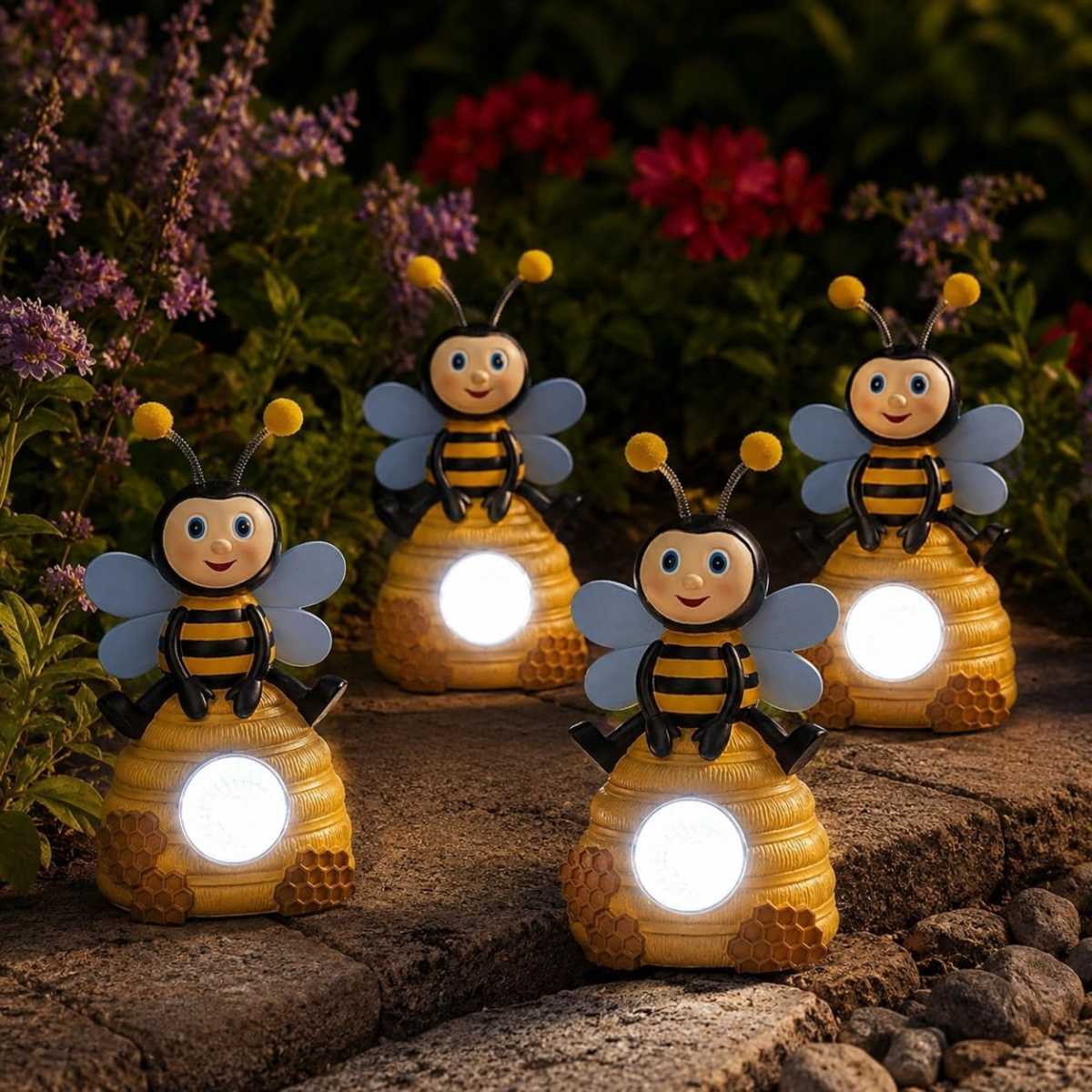4 Pack Bee Solar Spotlights 16cm