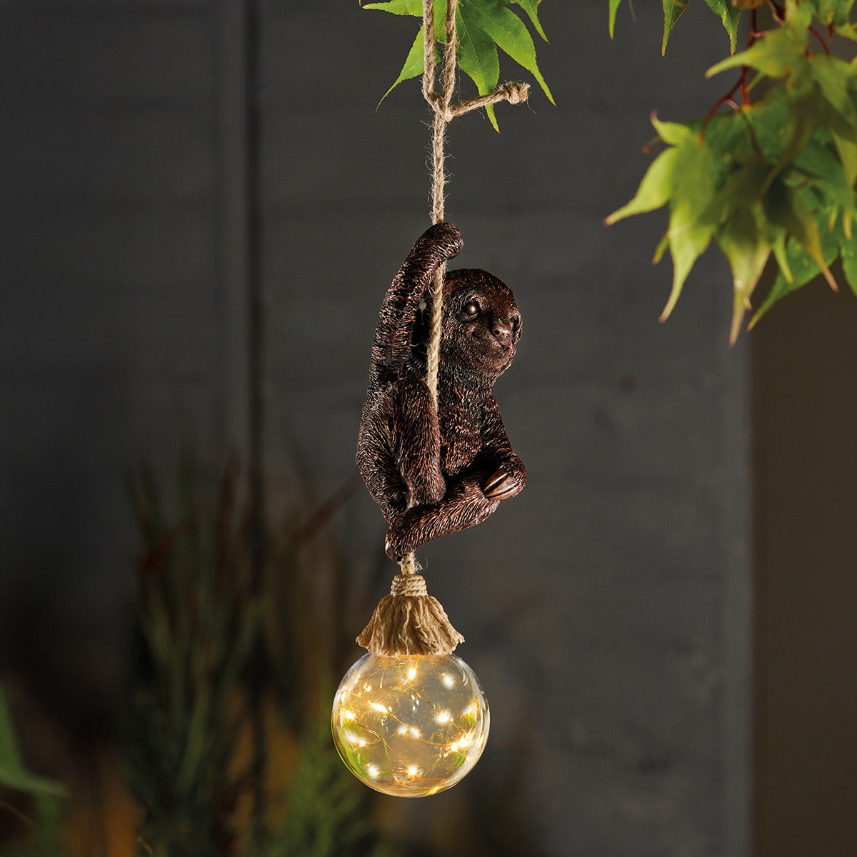 Hanging Solar Light Swinging Sloth Rope Light