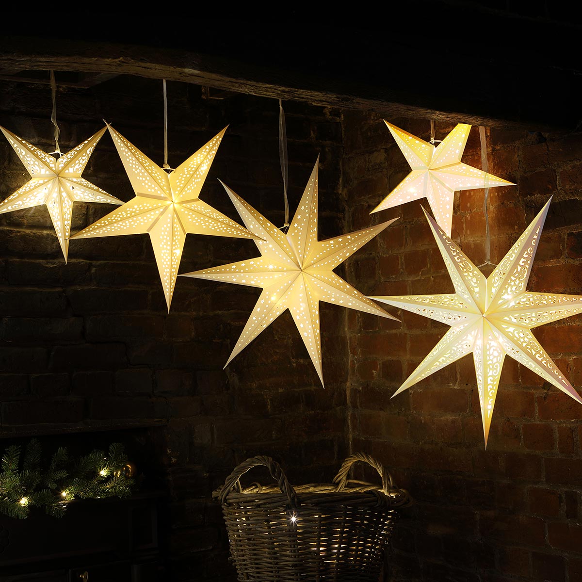 Warm White Paper Battery Star Light