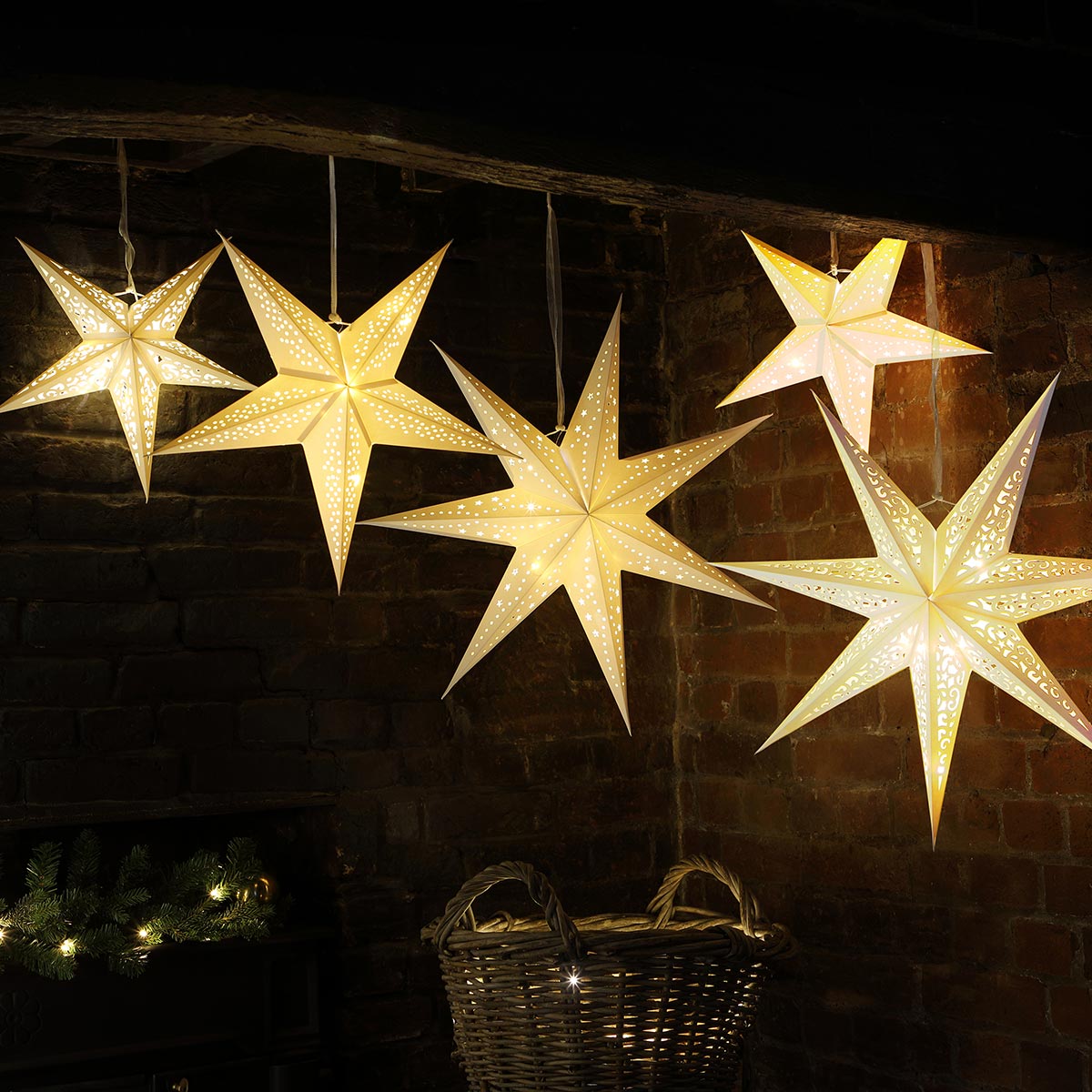 Warm White Paper Battery Star Light