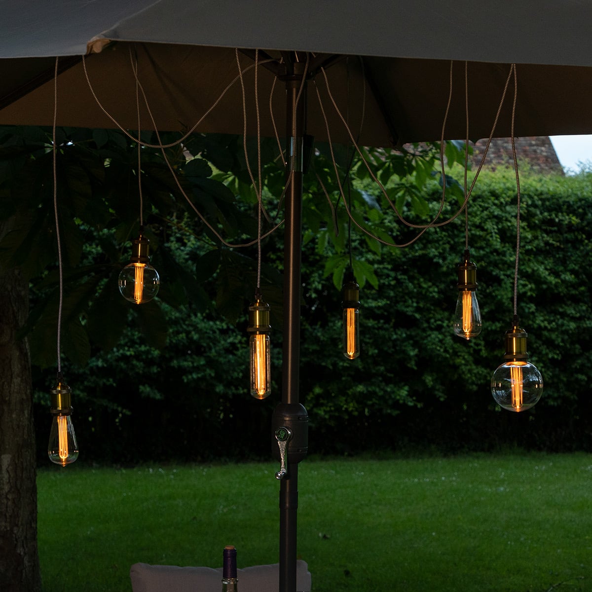 1.8m Outdoor Battery Hanging Pendant Festoon Bulb Light, 6 Pack