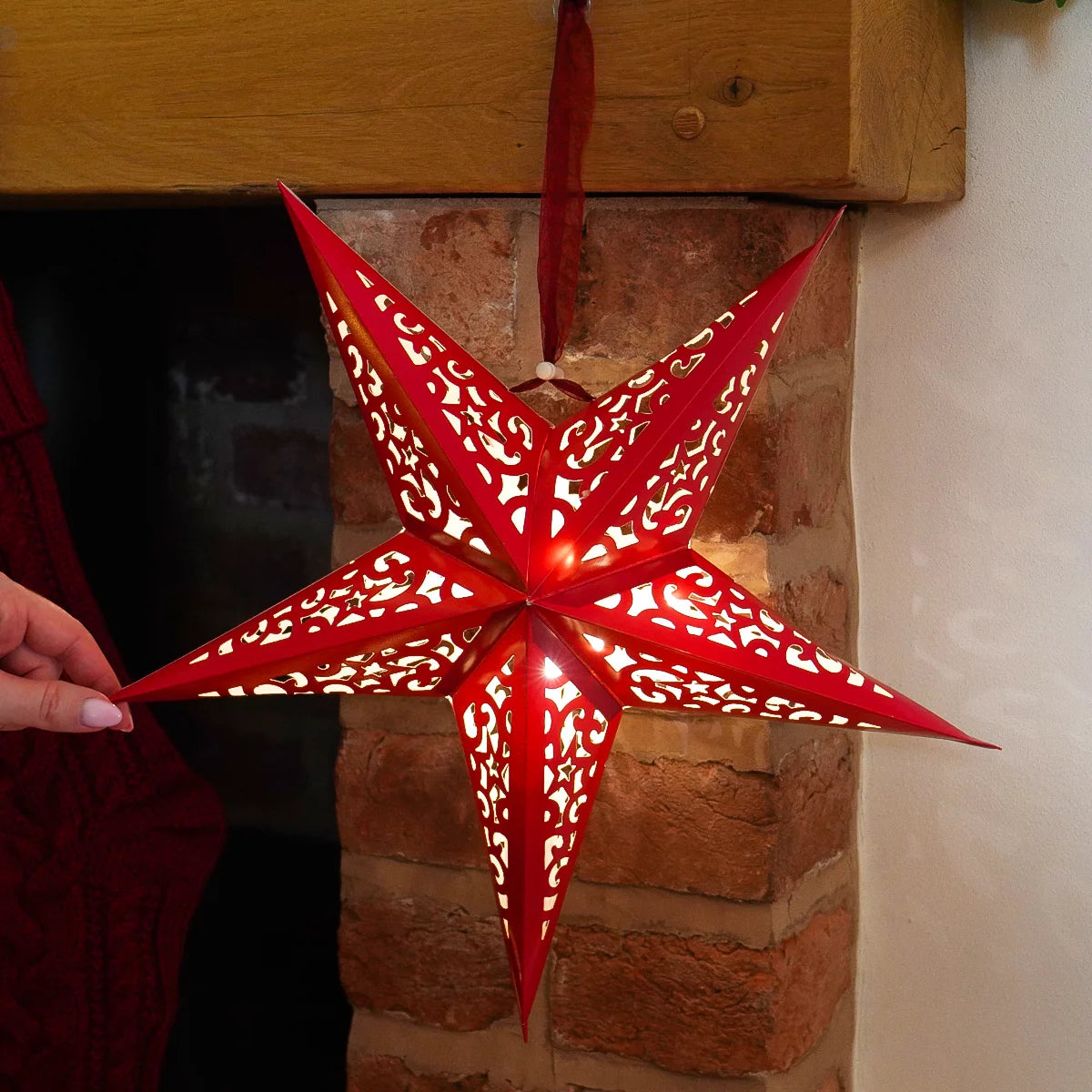 40cm Paper Star Lights Christmas Window Decoration Battery Operated
