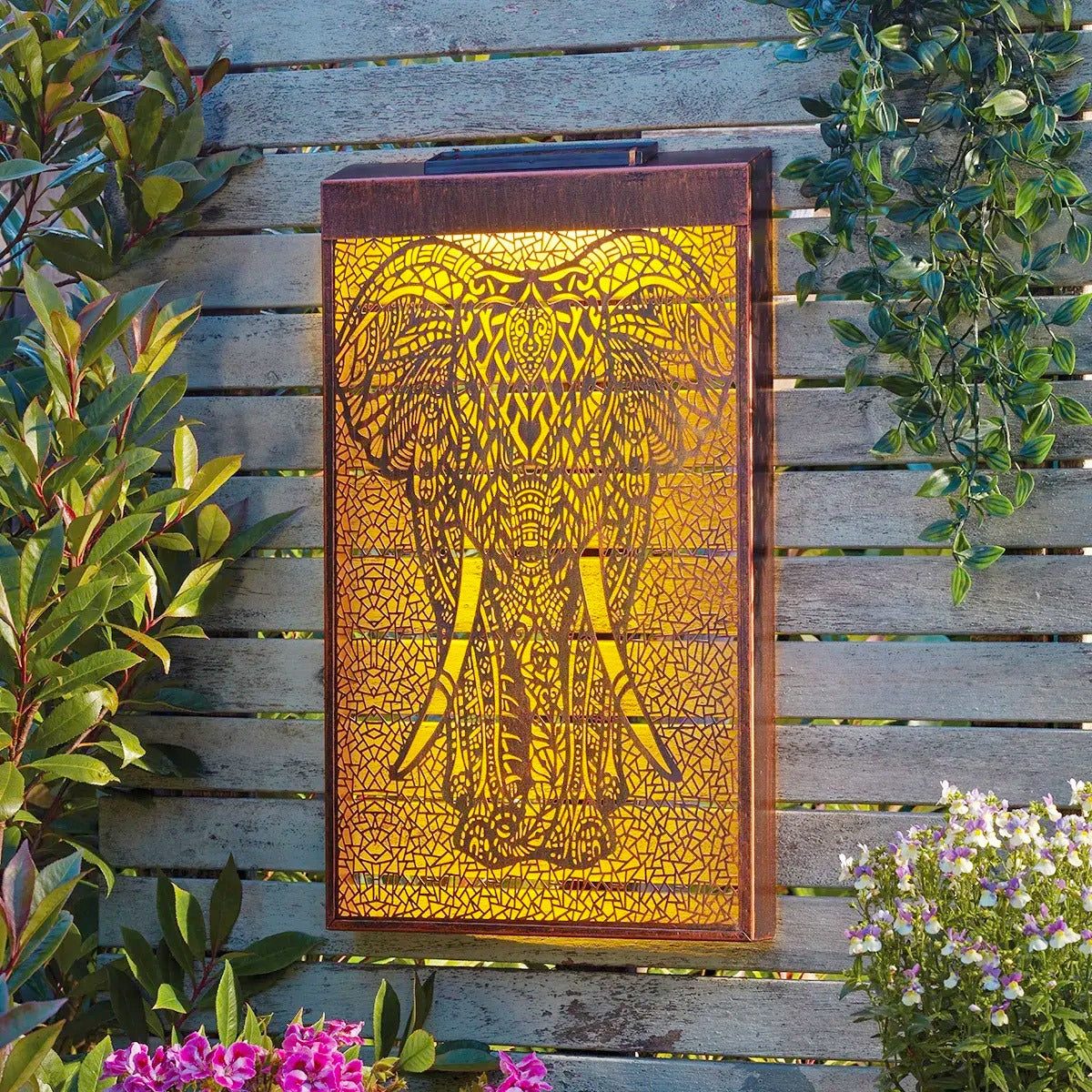 Elephant Solar Wall Art Garden Light 50cm