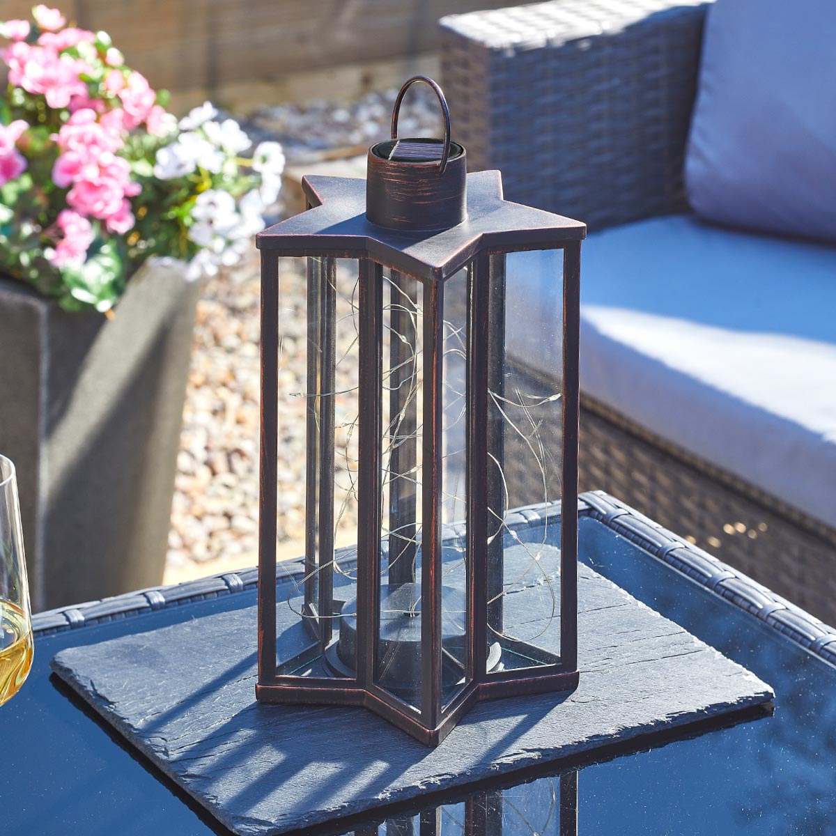 Micro Light Solar Lantern Bronze 28cm