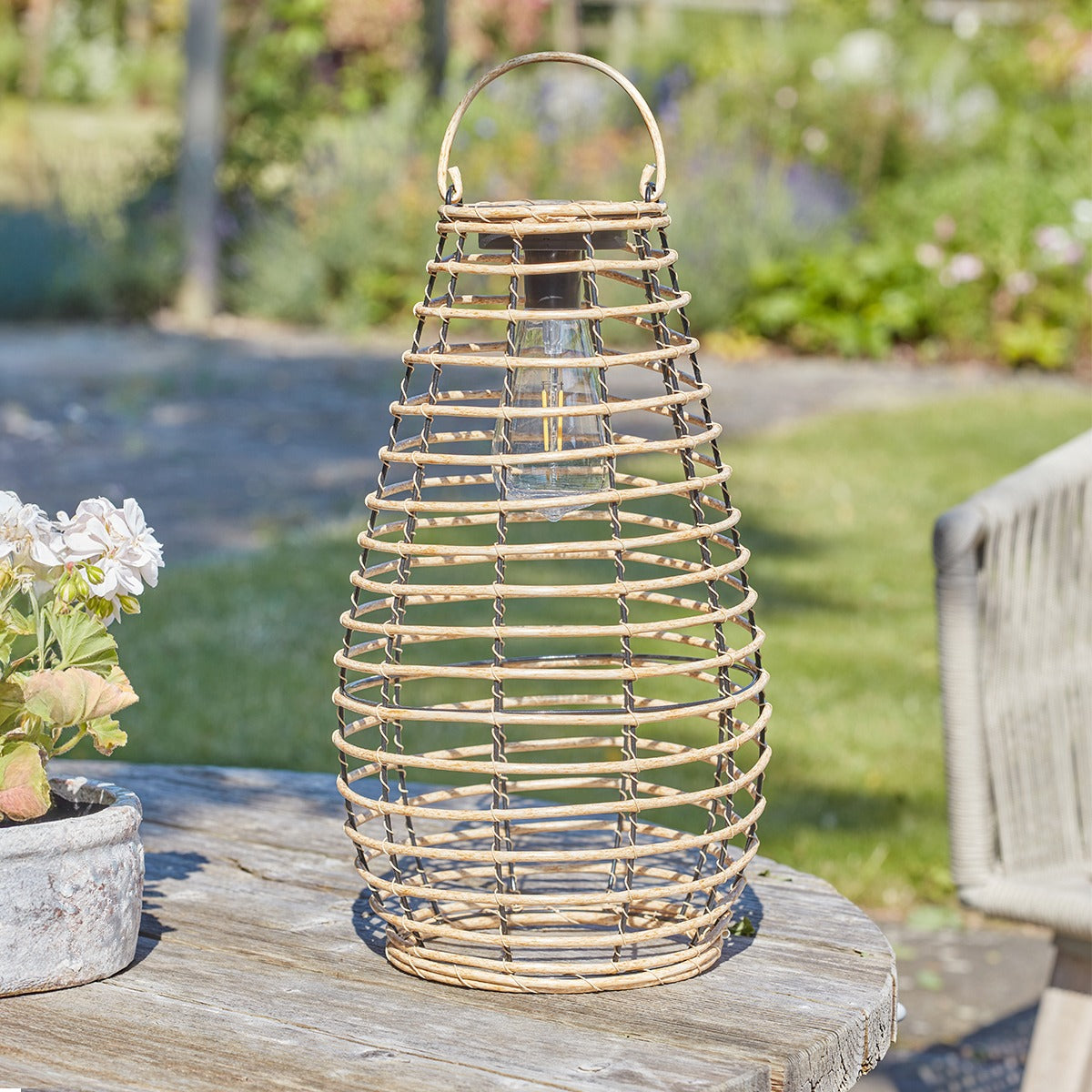 Venus Solar Lantern Rattan Effect 38cm