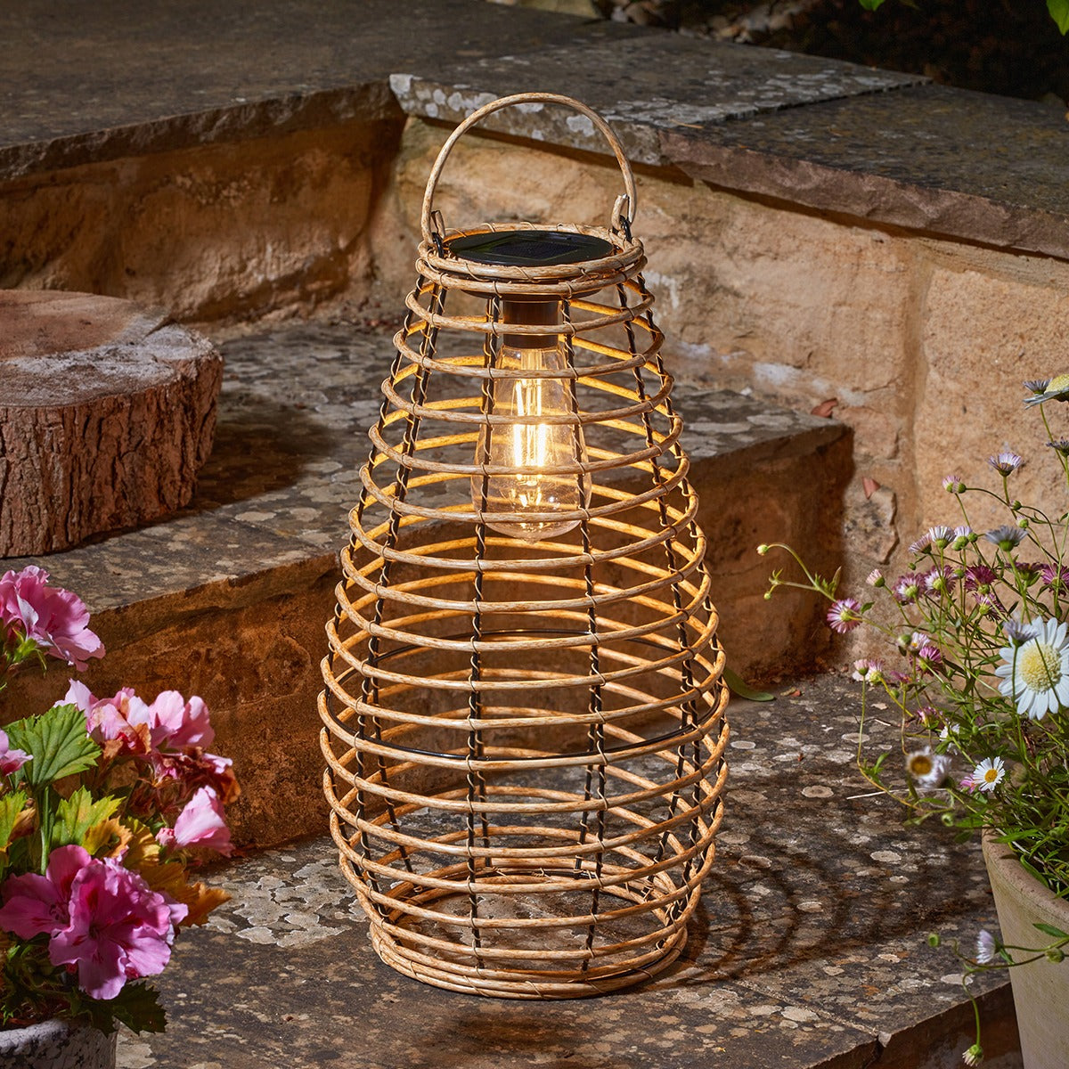 Venus Solar Lantern Rattan Effect 38cm