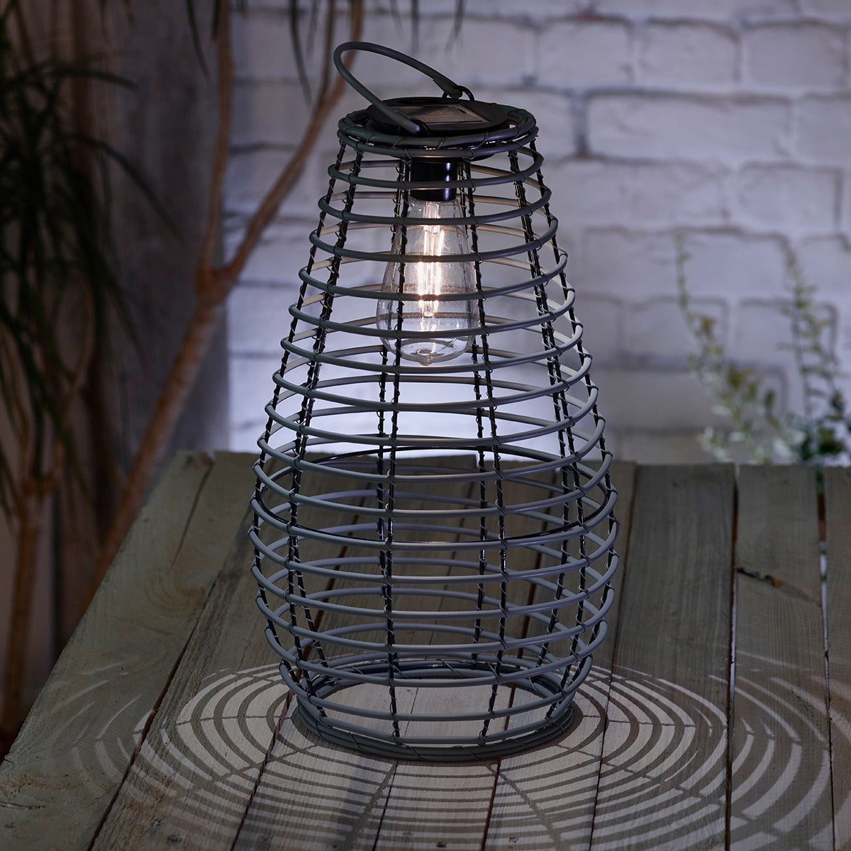 Venus Solar Lantern Rattan Effect 38cm
