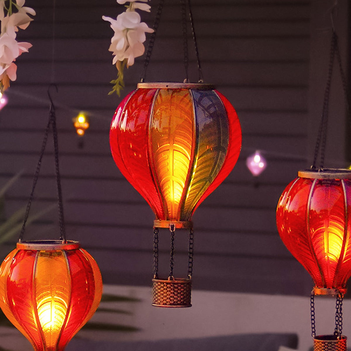 Solar Cool Flame XL Hanging Rainbow Balloon Lantern