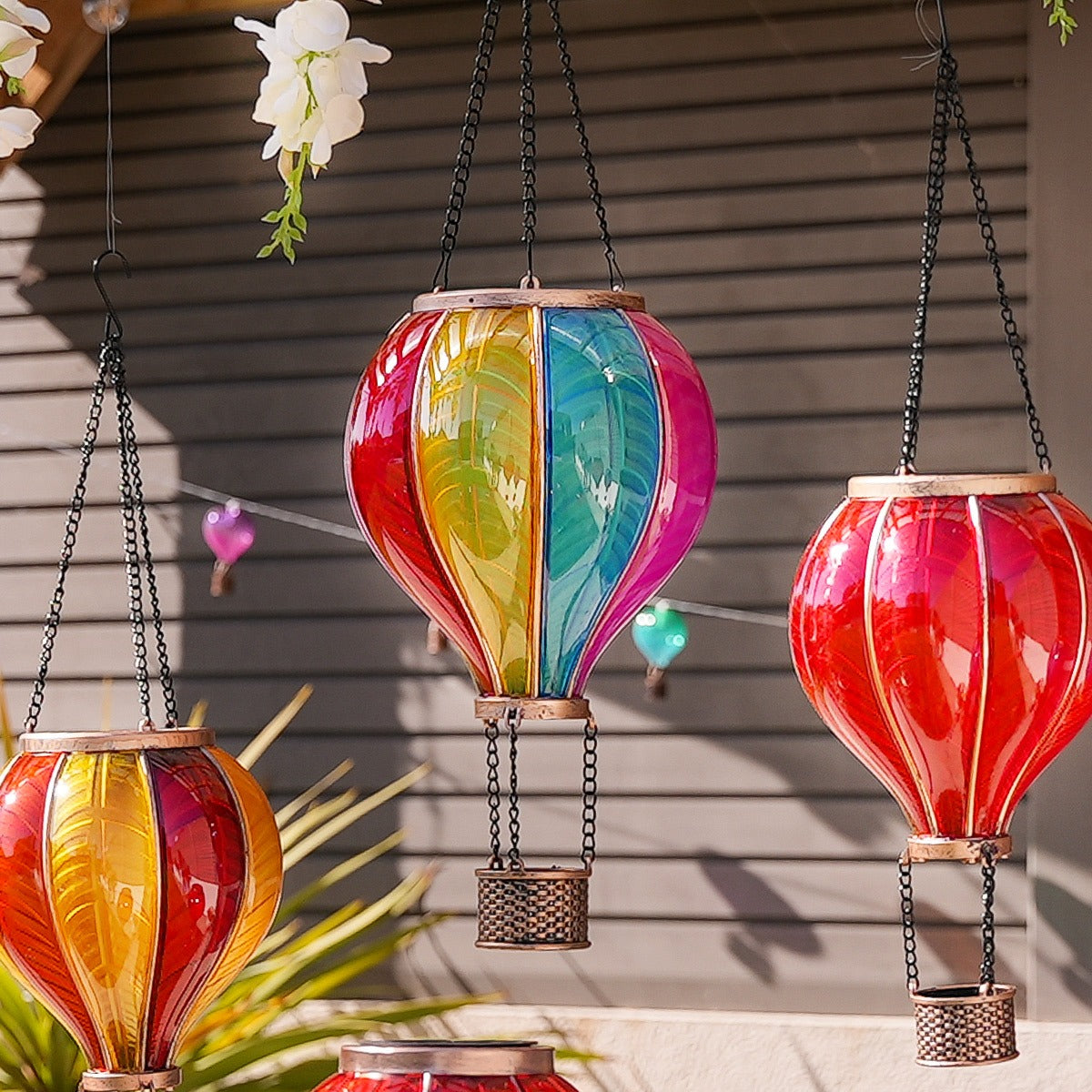 Solar Cool Flame XL Hanging Rainbow Balloon Lantern