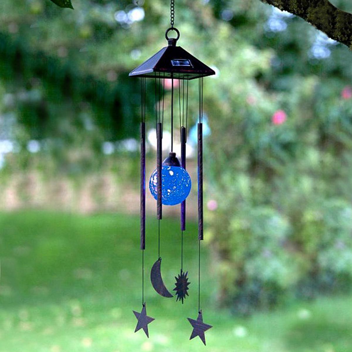 Solar Wind Chime Sun, Moon & Star Colour Changing LED