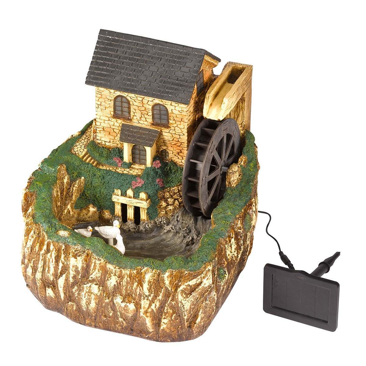 Solar Mill Water Fountain with Light