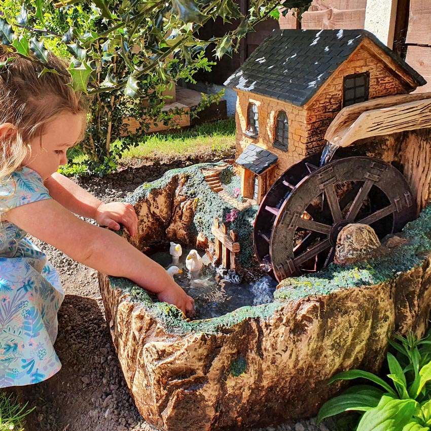 Solar Mill Water Fountain with Light