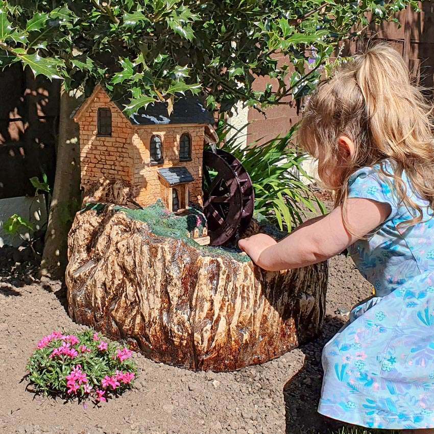 Solar Mill Water Fountain with Light