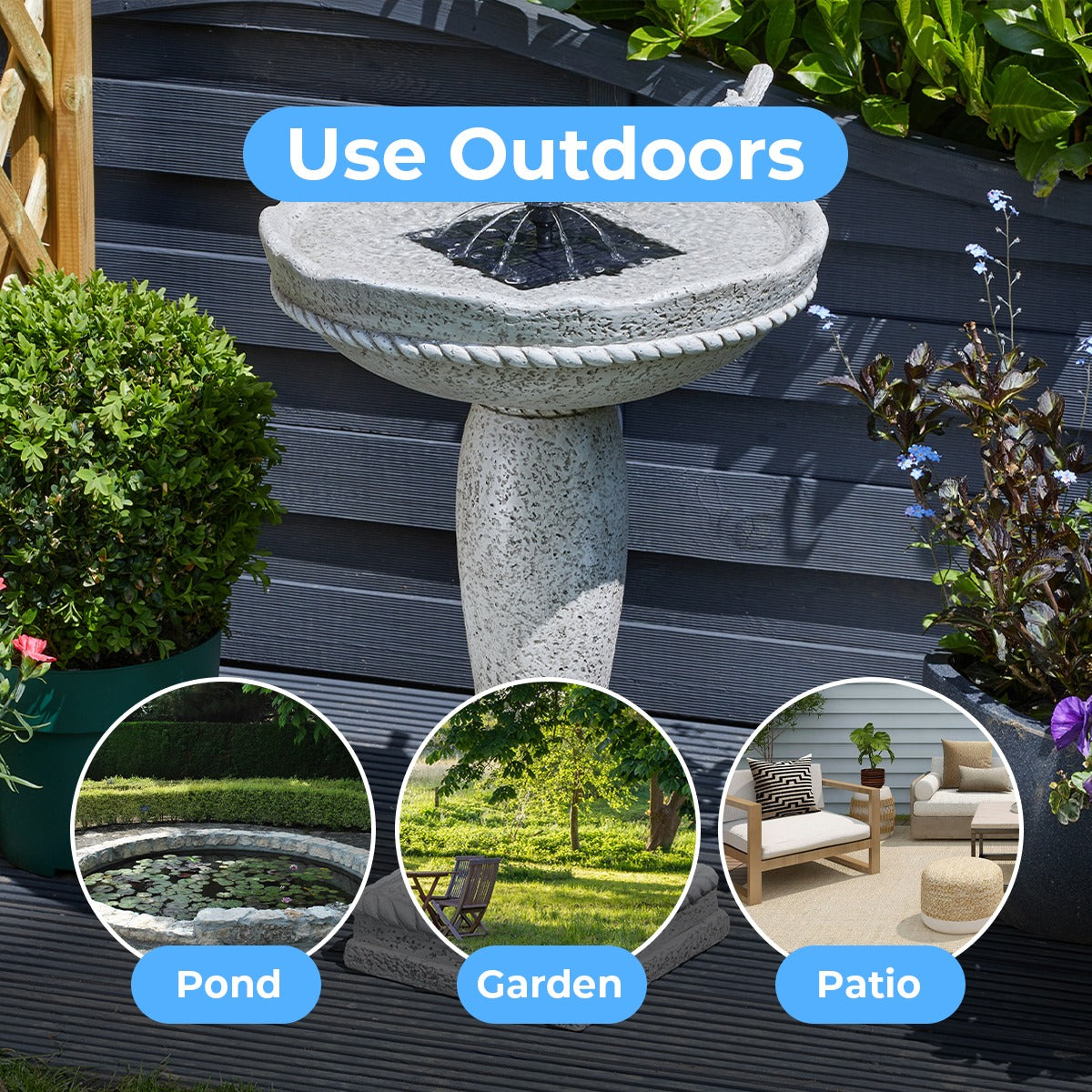 Solar Water Feature Feathered Friends 62cm
