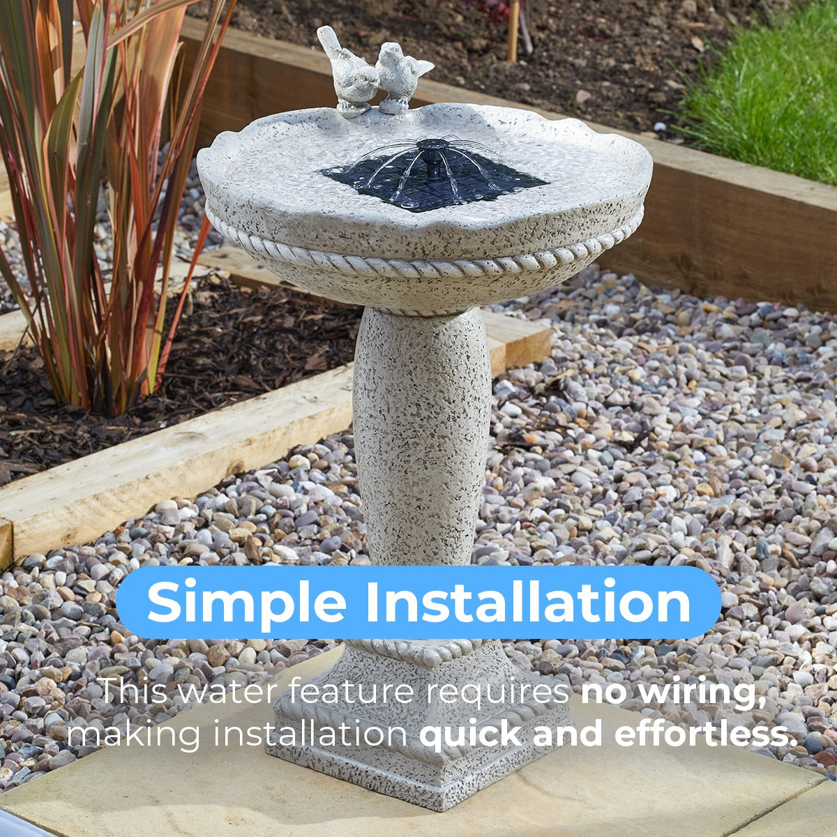Solar Water Feature Feathered Friends 62cm