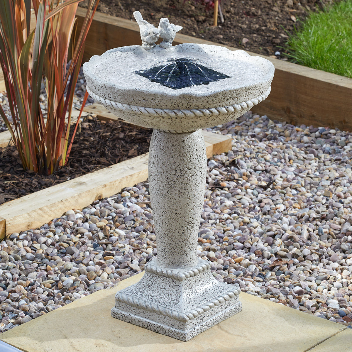 Solar Water Feature Feathered Friends 62cm
