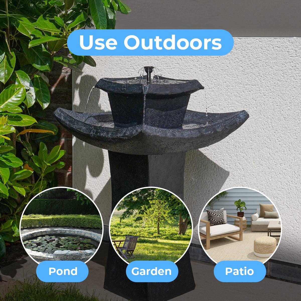 Solar Water Feature Garden Ornament Pagoda 72cm