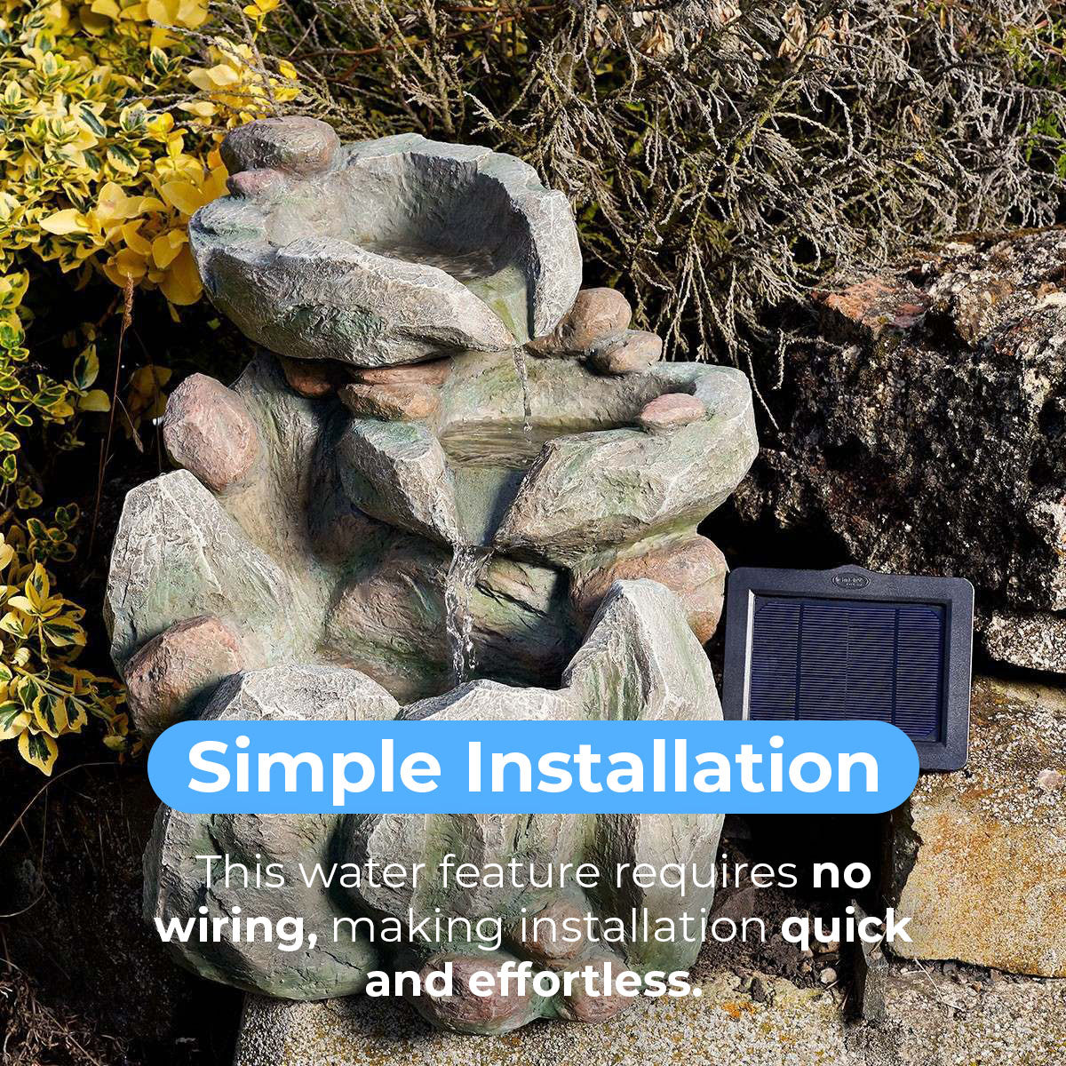 Solar Water Feature Rock Fall 51cm