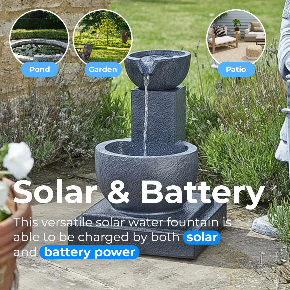 Solar & Battery Fengshuî Falls Water Feature