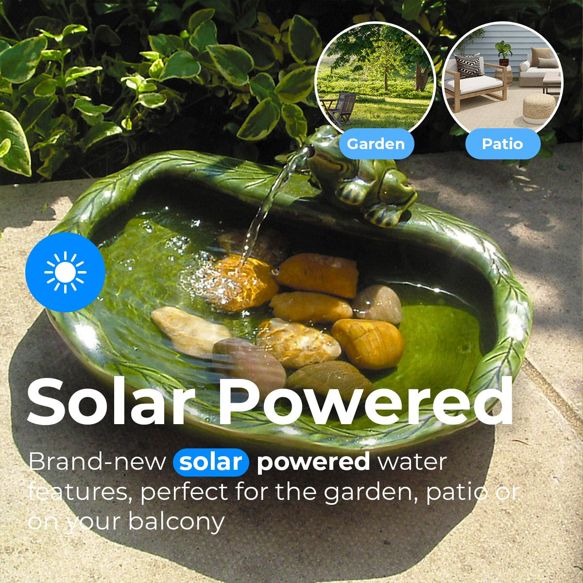 Solar Garden Water Feature Frog 37cm