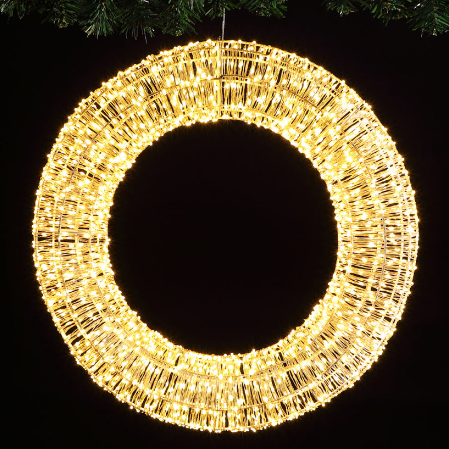 60cm Wire Outdoor Christmas Wreath With 1680 Warm White Micro LEDs