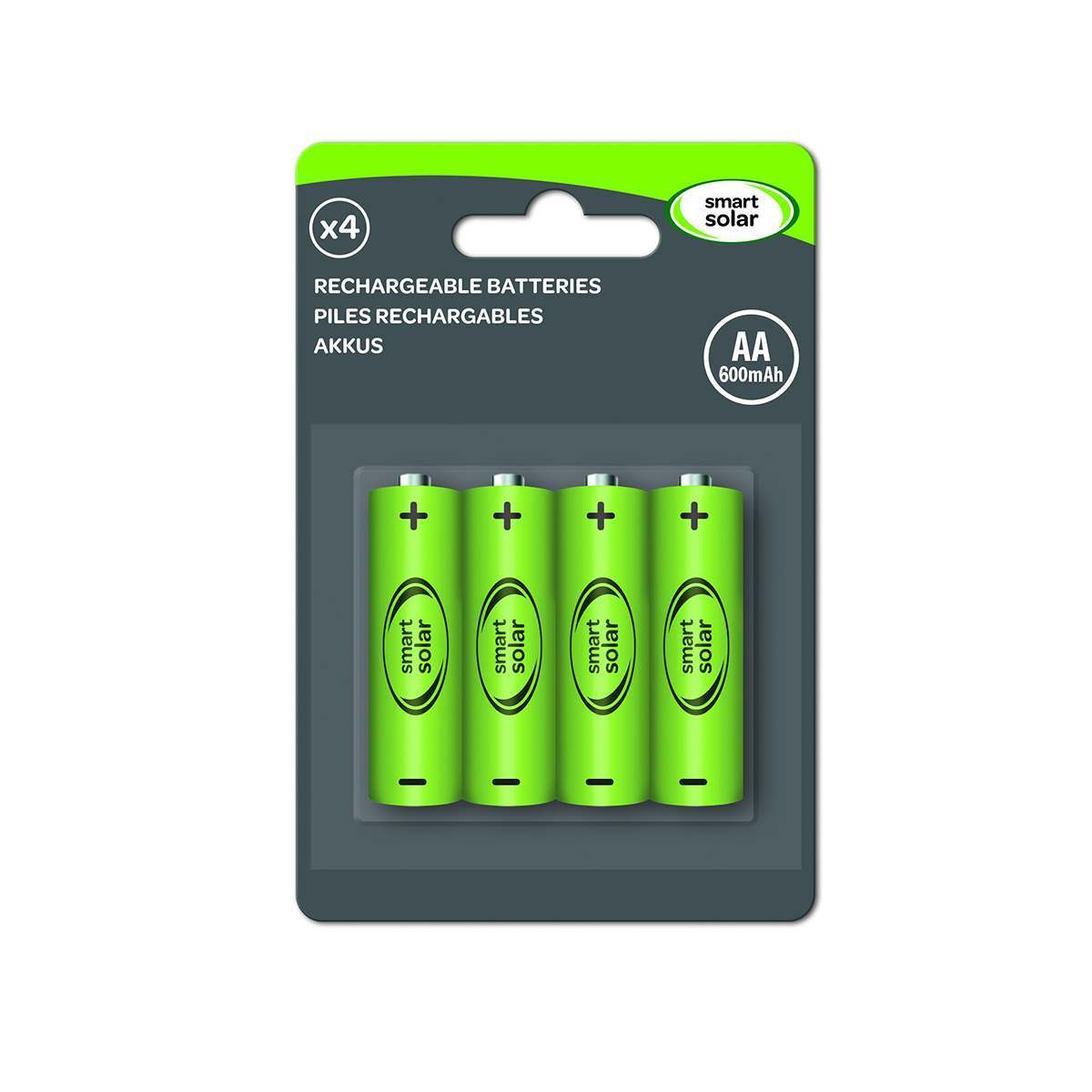 4 Pack Rechargeable Solar Batteries AA 600 mAh