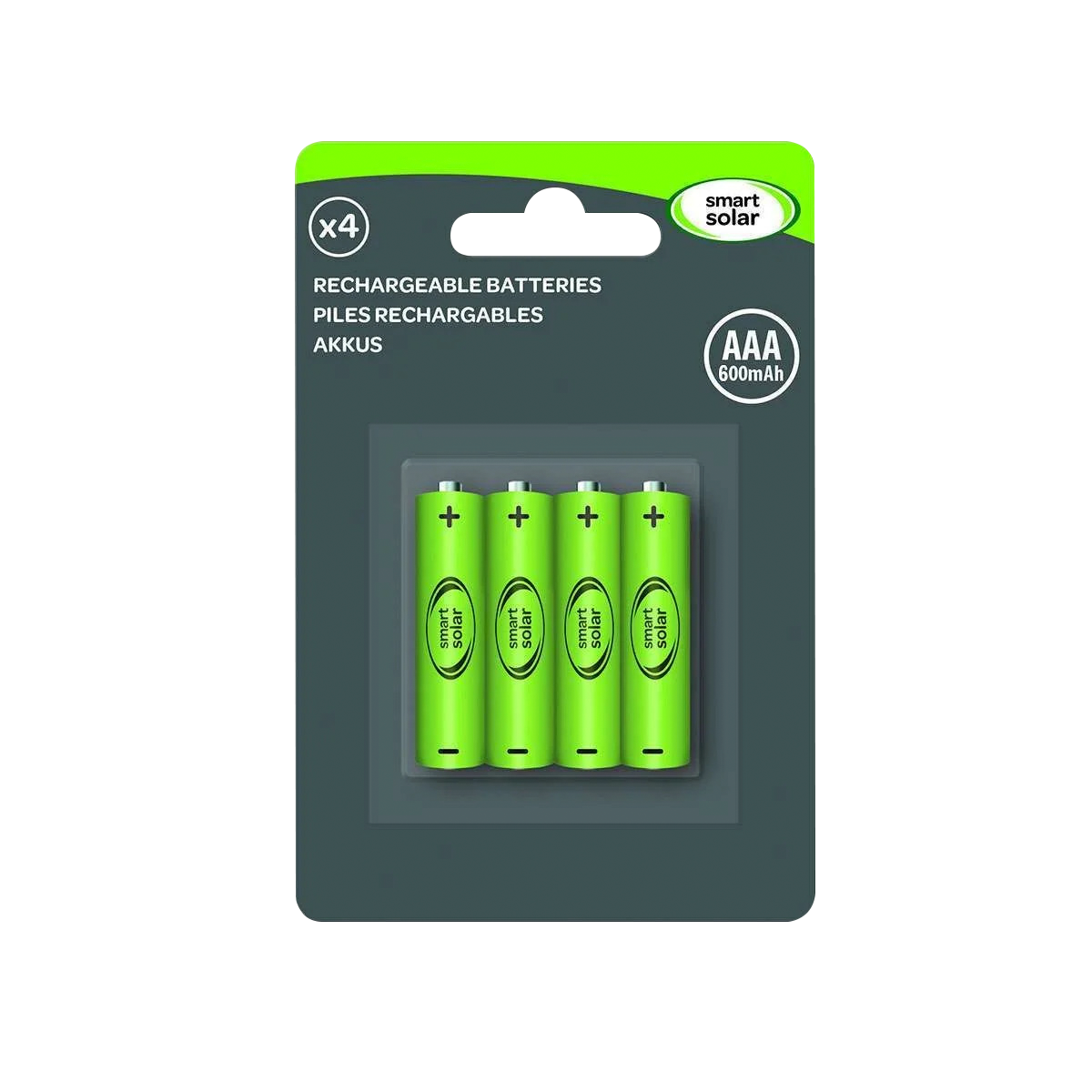 4 Pack Rechargeable Solar Batteries AAA 600 mAh
