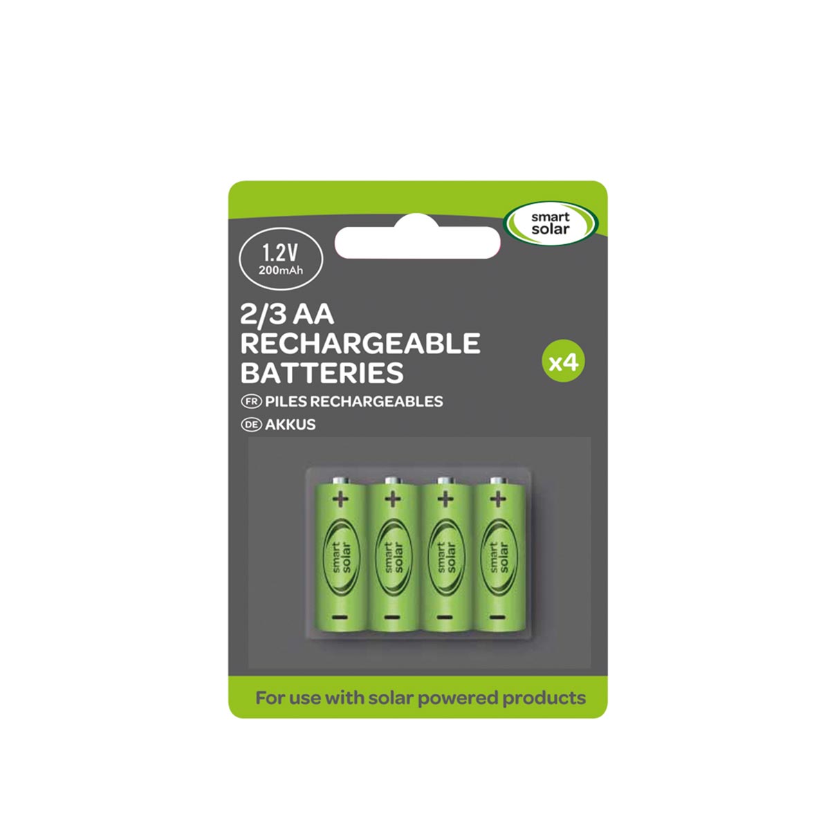 4 Pack Rechargeable Solar Batteries 2/3 AA 200 mAh