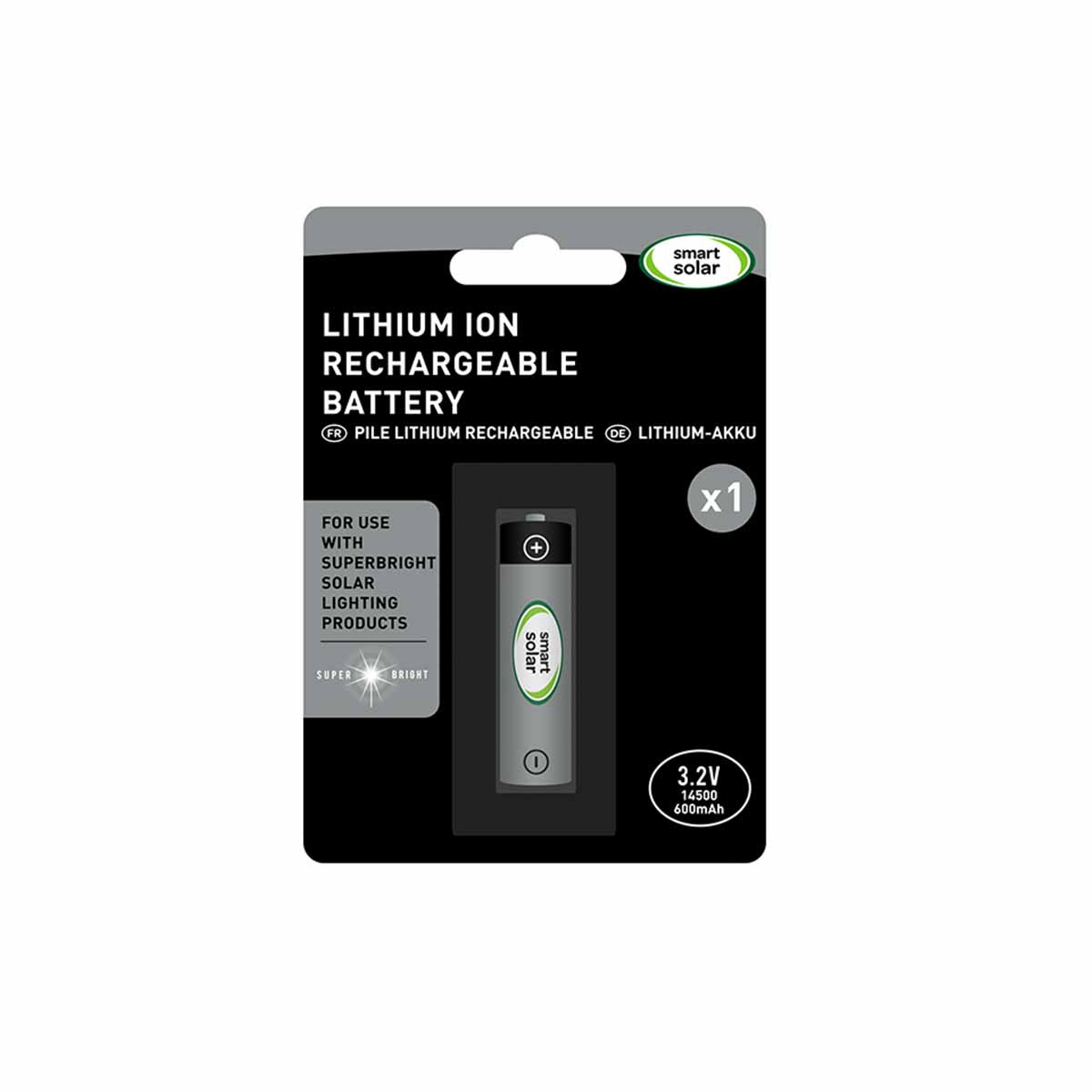 Rechargeable Solar Battery 14500 600mAh