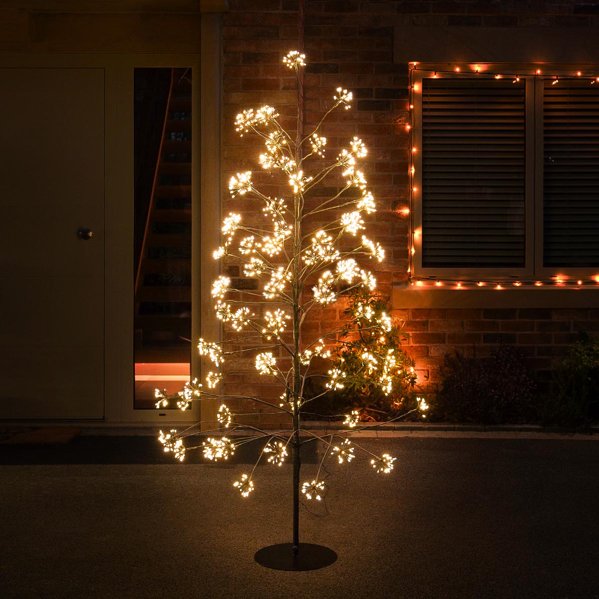 1.8m Black Outdoor LED Twig Christmas Tree with 2400 Warm White LEDs
