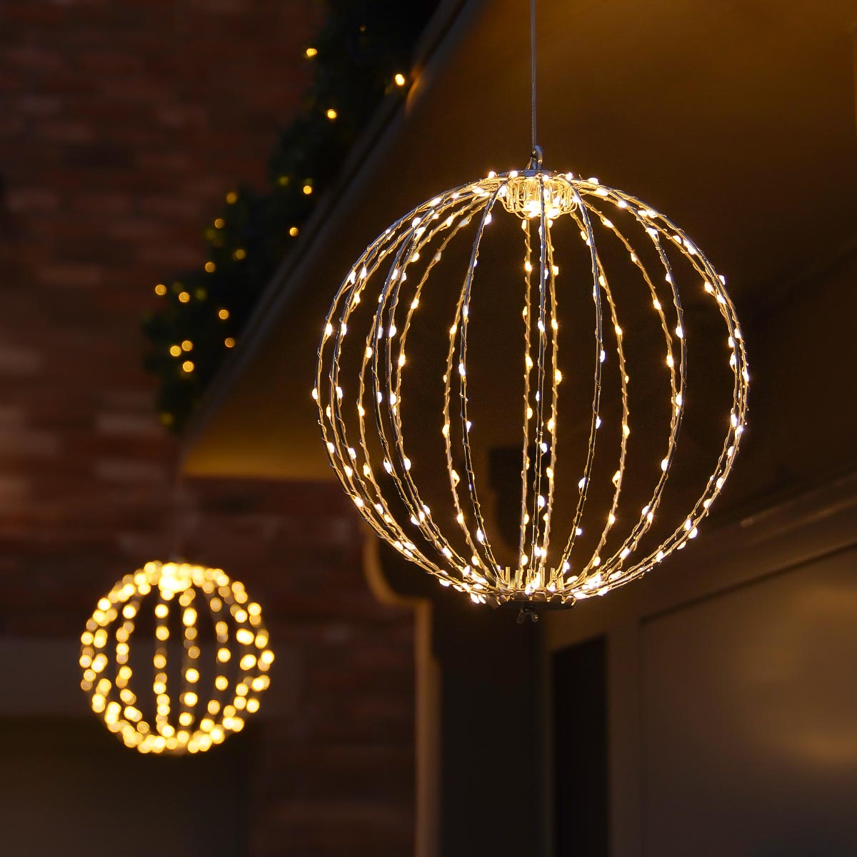 30cm Hanging Orb Outdoor Christmas Decoration with Twinkling LEDs
