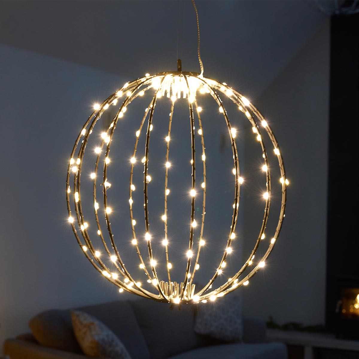 30cm Hanging Orb Outdoor Christmas Decoration with Twinkling LEDs