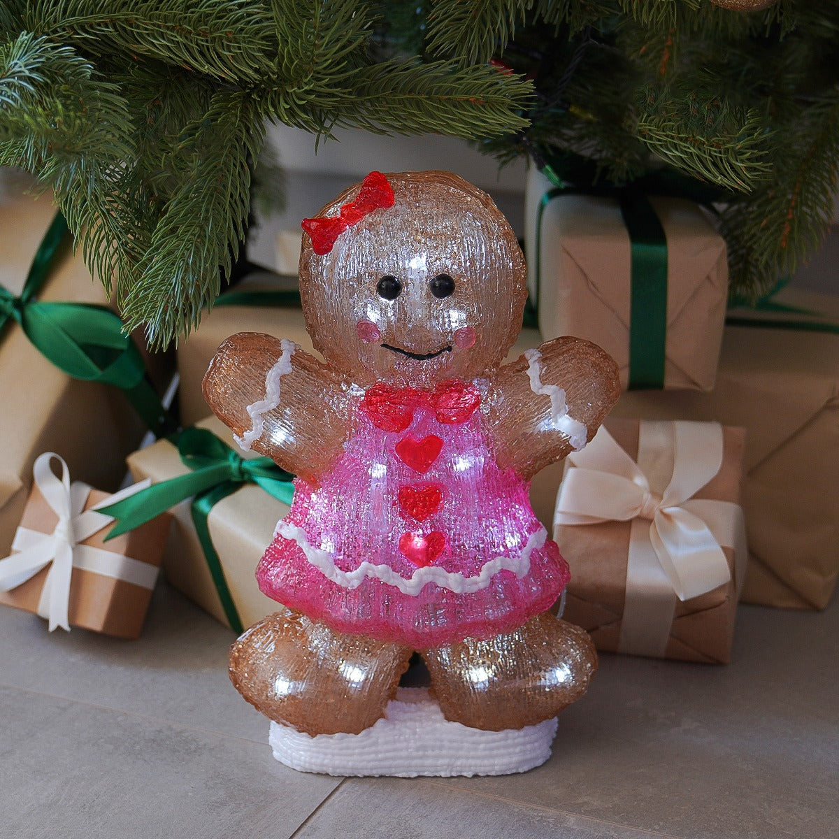 30cm Acrylic Gingerbread Girl LED Battery Outdoor Christmas Decoration