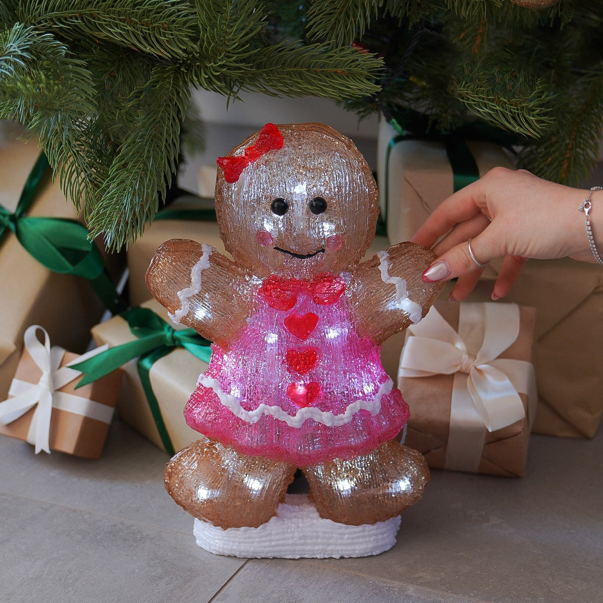 30cm Acrylic Gingerbread Girl LED Battery Outdoor Christmas Decoration