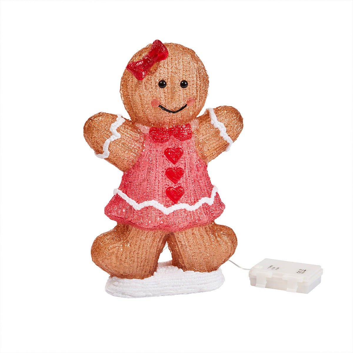 30cm Acrylic Gingerbread Girl LED Battery Outdoor Christmas Decoration