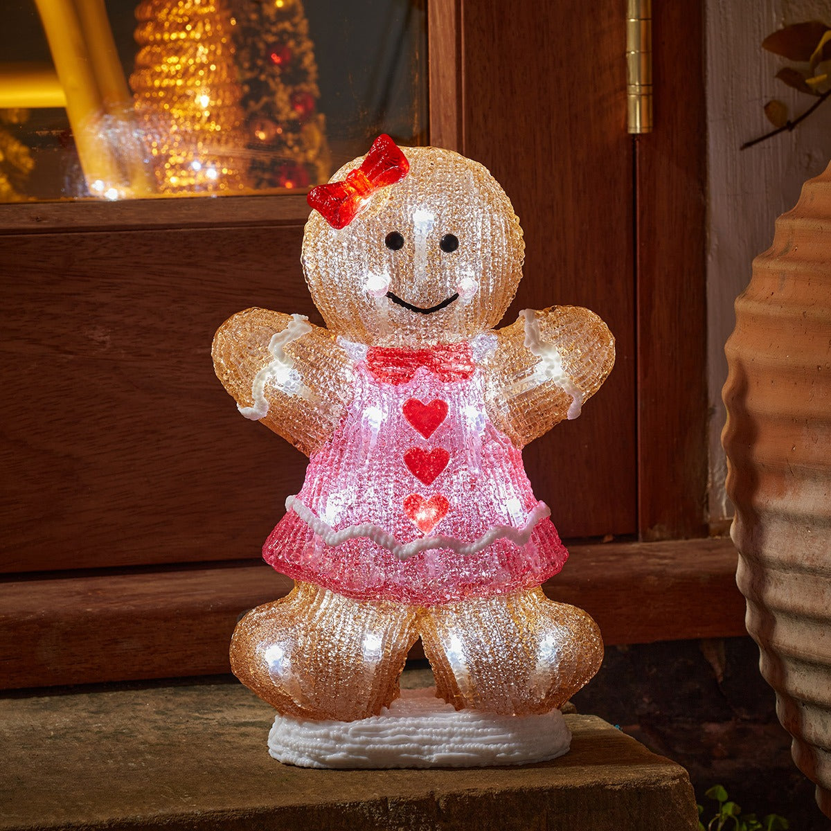 30cm Acrylic Gingerbread Girl LED Battery Outdoor Christmas Decoration