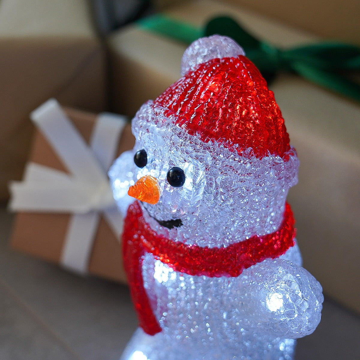 16cm Acrylic LED Snowman Battery Christmas Figure
