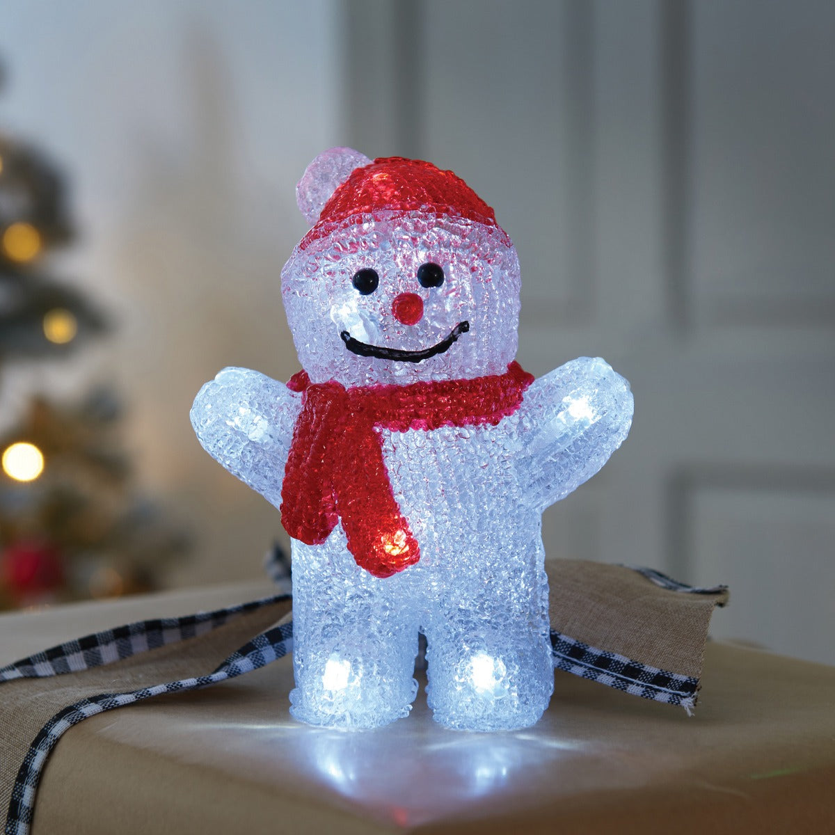 16cm Acrylic LED Snowman Battery Christmas Figure