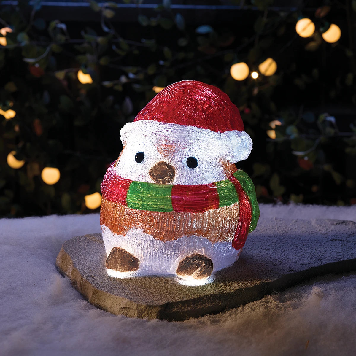 20cm LED Santa Robin Acrylic Christmas Figure Battery Outdoor Decoration